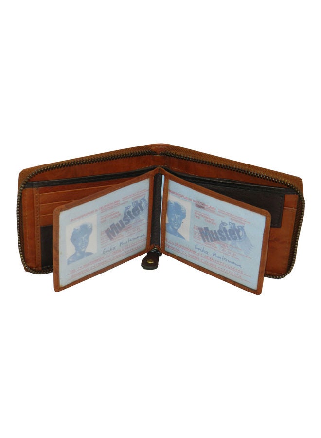 LAVERI LEATHER Genuine Leather Designer Wallet With Full Zipper Rust - Image 4