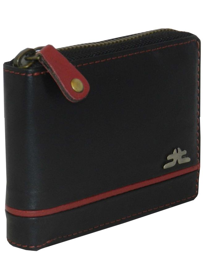 LAVERI LEATHER Genuine Leather Designer Wallet With Full Zipper Black - Image 1
