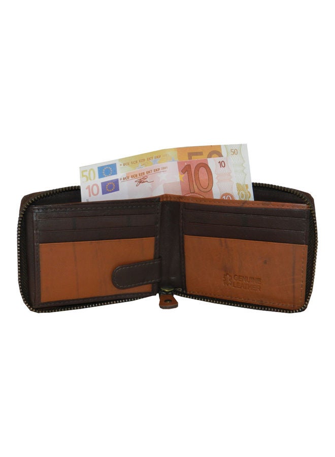 LAVERI LEATHER Genuine Leather Designer Wallet With Full Zipper Dark Brown - Image 3