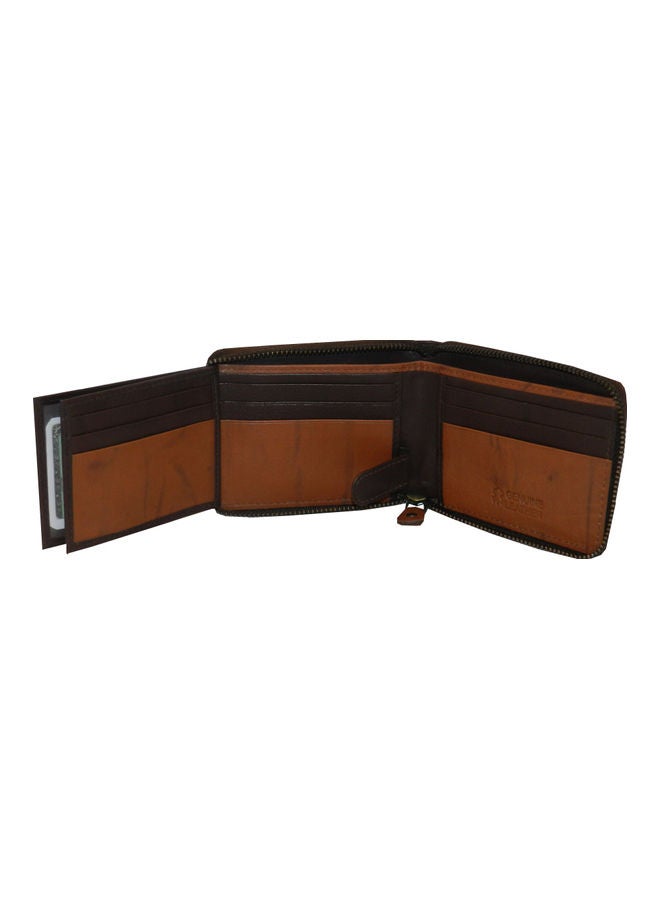 LAVERI LEATHER Genuine Leather Designer Wallet With Full Zipper Dark Brown - Image 5