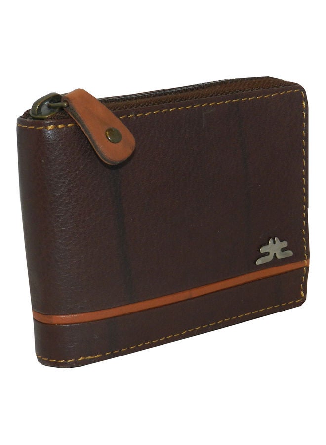 LAVERI LEATHER Genuine Leather Designer Wallet With Full Zipper Dark Brown - Image 1