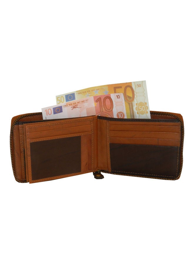 LAVERI LEATHER Genuine Leather Designer Wallet With Full Zipper Rust - Image 3