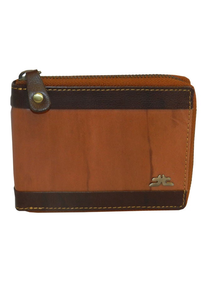 LAVERI LEATHER Genuine Leather Designer Wallet With Full Zipper Rust - Image 1