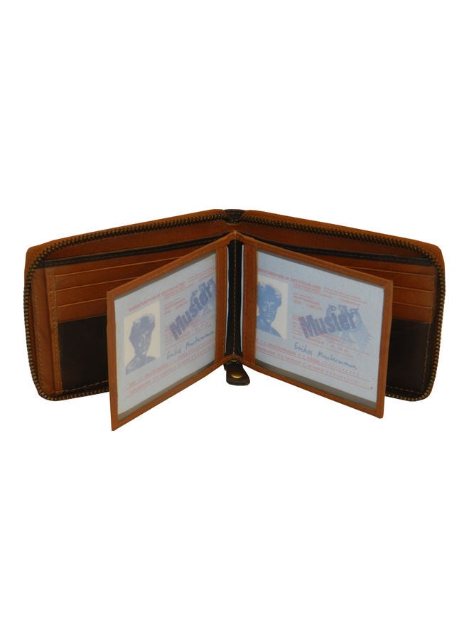 LAVERI LEATHER Genuine Leather Designer Wallet With Full Zipper Rust - Image 4