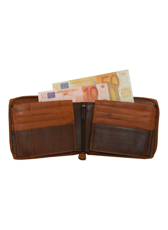LAVERI LEATHER - Genuine Leather Designer Wallet With Full Zipper Rust - Image 1