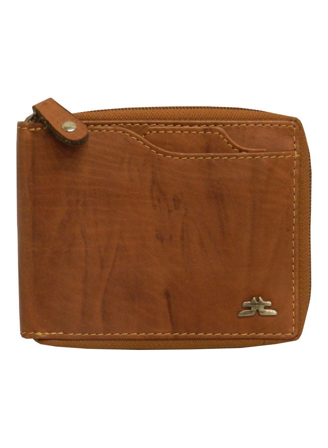 LAVERI LEATHER - Genuine Leather Designer Wallet With Full Zipper Rust - Image 1