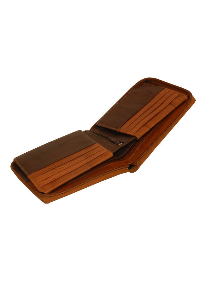 LAVERI LEATHER - Genuine Leather Designer Wallet With Full Zipper Rust - Image 1