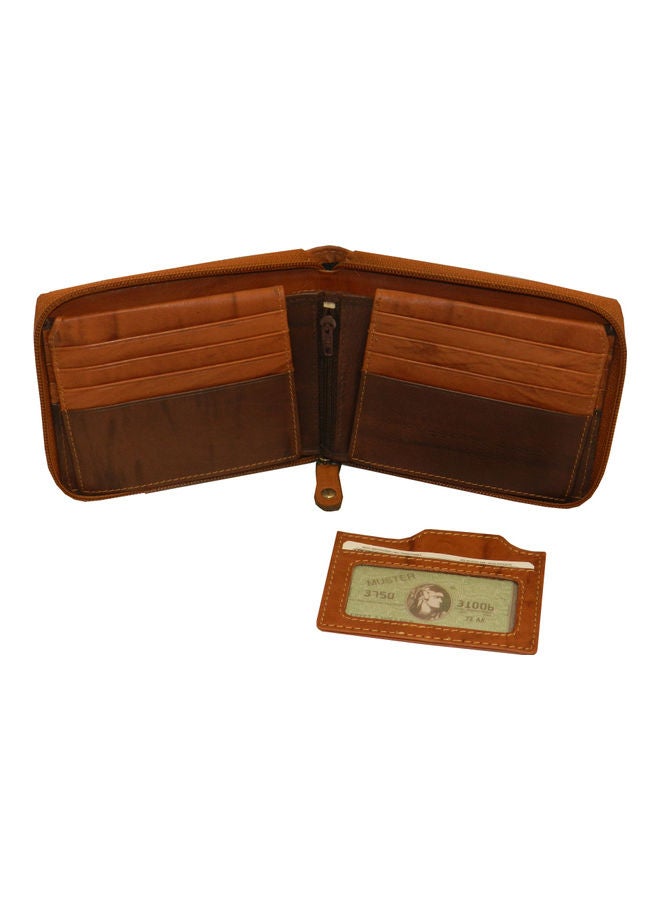 LAVERI LEATHER - Genuine Leather Designer Wallet With Full Zipper Rust - Image 1