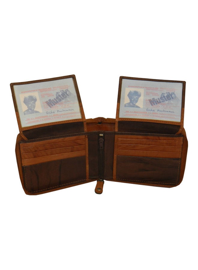 LAVERI LEATHER - Genuine Leather Designer Wallet With Full Zipper Rust - Image 1
