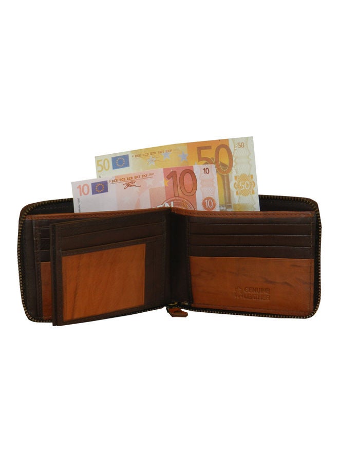 LAVERI LEATHER Genuine Leather Designer Wallet With Full Zipper Dark Brown - Image 3