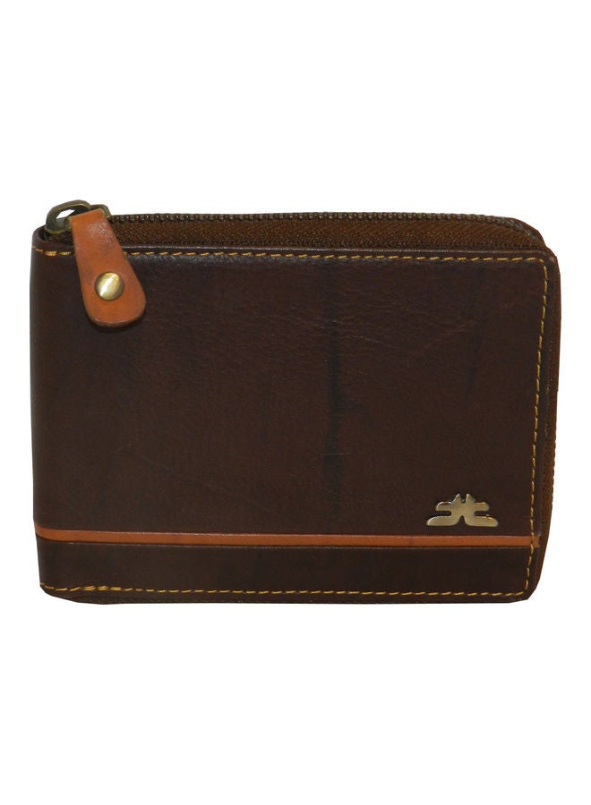 LAVERI LEATHER Genuine Leather Designer Wallet With Full Zipper Dark Brown - Image 1