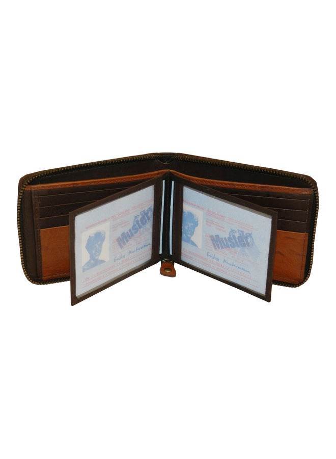 LAVERI LEATHER Genuine Leather Designer Wallet With Full Zipper Dark Brown - Image 4