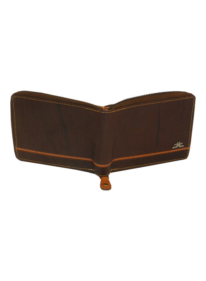 LAVERI LEATHER Genuine Leather Designer Wallet With Full Zipper Dark Brown - Image 2