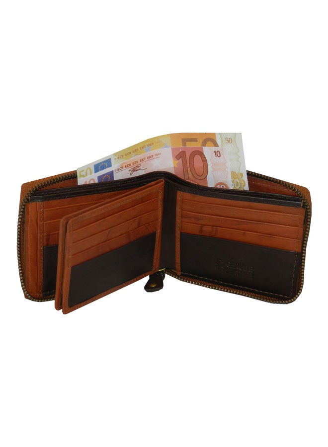 LAVERI LEATHER Genuine Leather Designer Wallet With Full Zipper Rust - Image 3