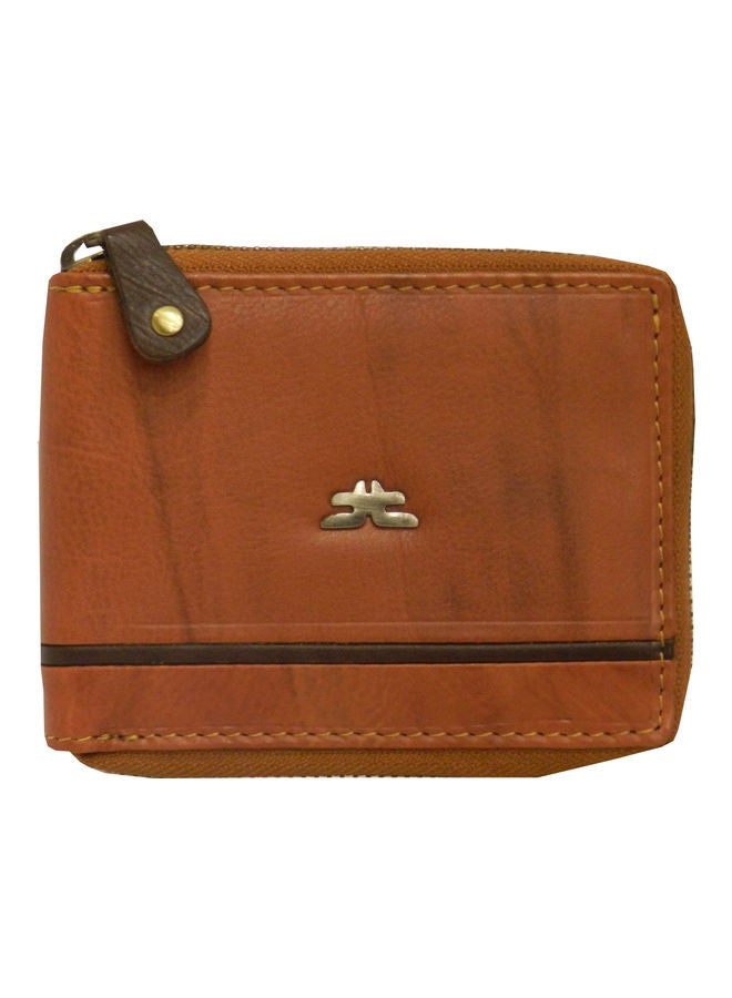 LAVERI LEATHER Genuine Leather Designer Wallet With Full Zipper Rust - Image 1