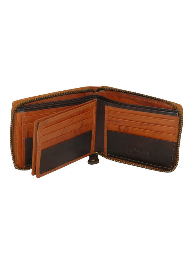 LAVERI LEATHER Genuine Leather Designer Wallet With Full Zipper Rust - Image 4