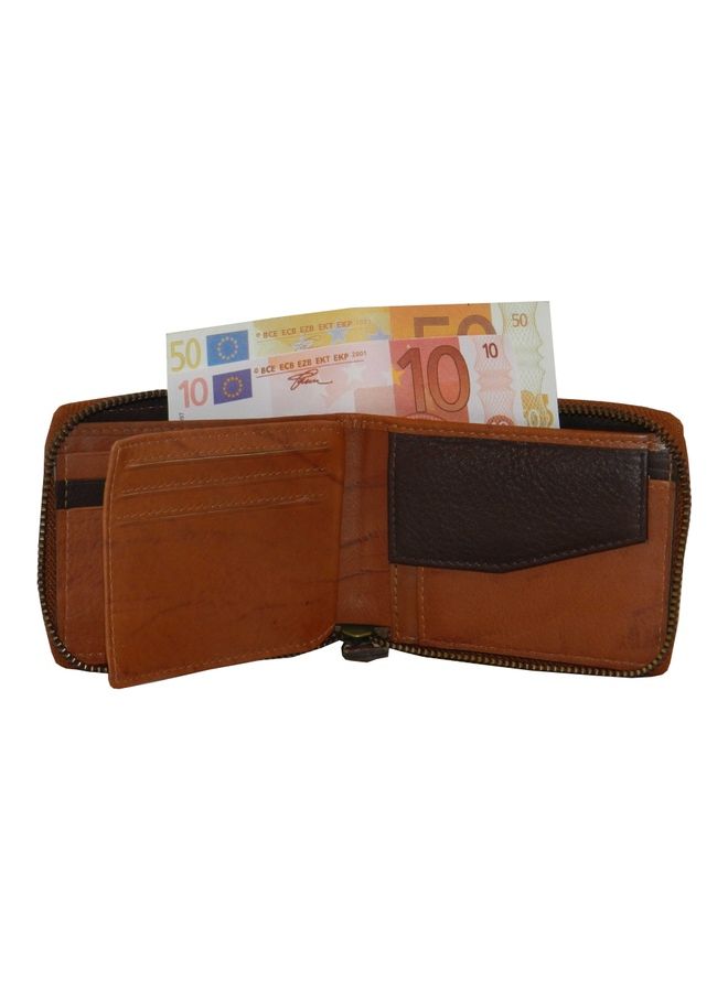 LAVERI LEATHER Genuine Leather Designer Wallet With Full Zipper Rust - Image 3
