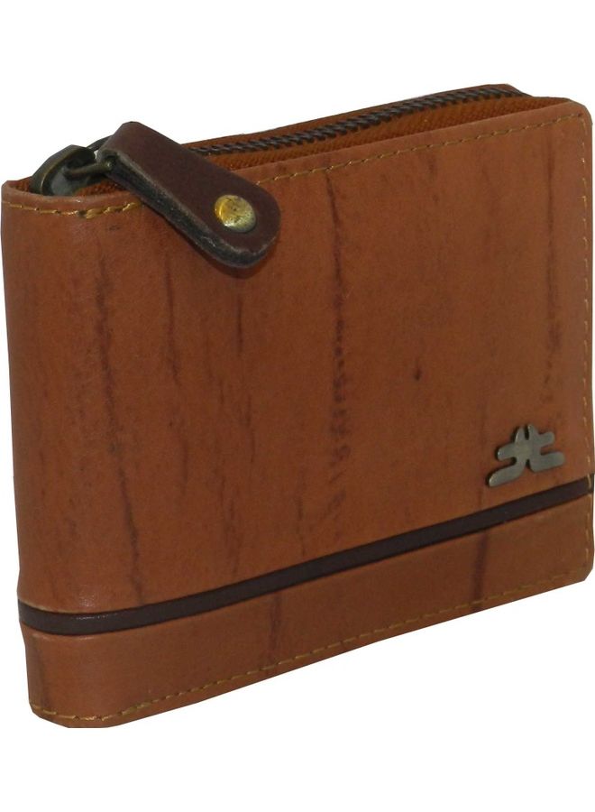 LAVERI LEATHER Genuine Leather Designer Wallet With Full Zipper Rust - Image 1