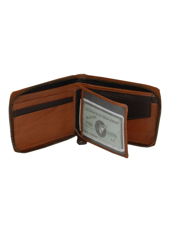 LAVERI LEATHER Genuine Leather Designer Wallet With Full Zipper Rust - Image 4