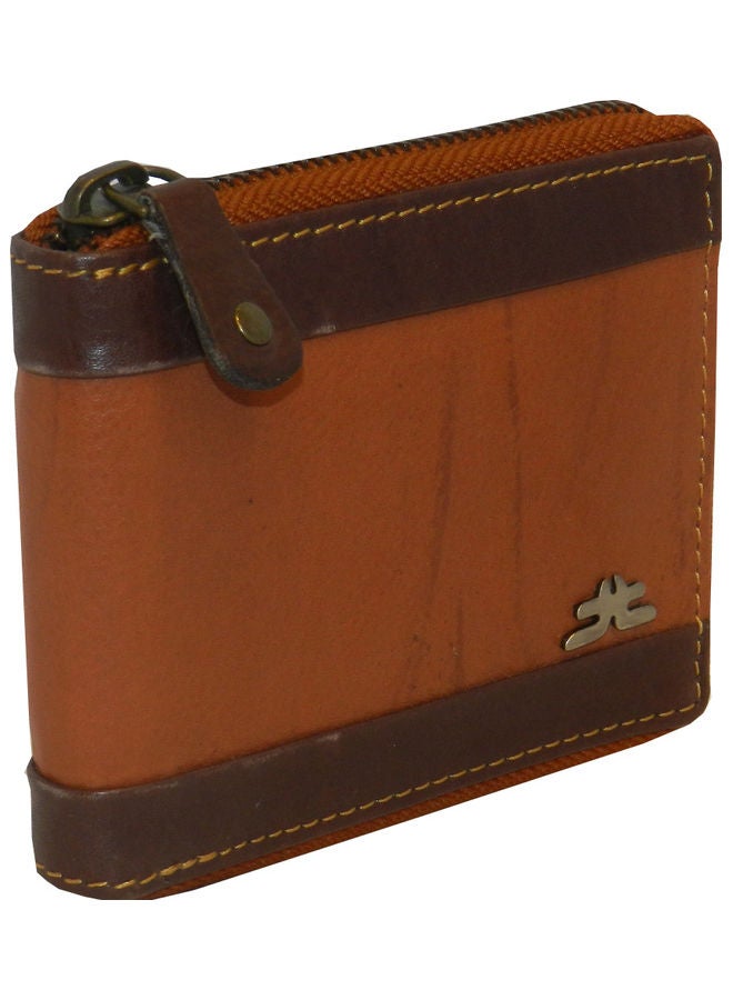 LAVERI LEATHER Genuine Leather Designer Wallet With Full Zipper Rust - Image 1