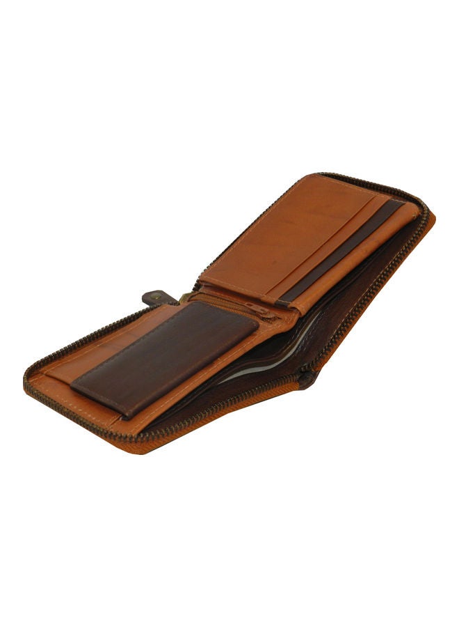 LAVERI LEATHER Genuine Leather Designer Wallet With Full Zipper Rust - Image 5
