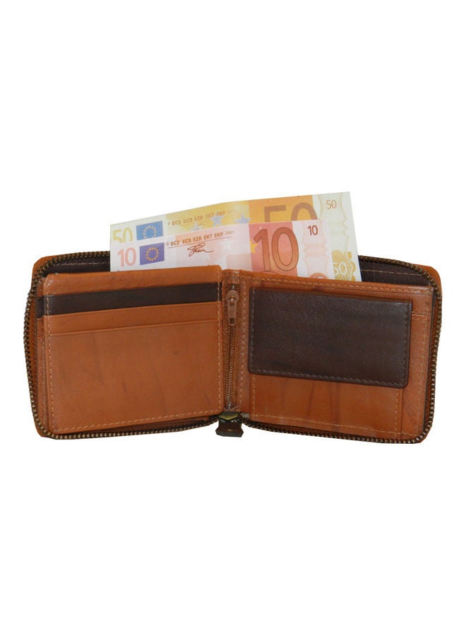 LAVERI LEATHER Genuine Leather Designer Wallet With Full Zipper Rust - Image 3