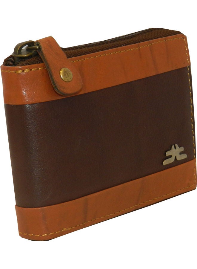 LAVERI LEATHER Genuine Leather Designer Wallet With Full Zipper Dark Brown - Image 1