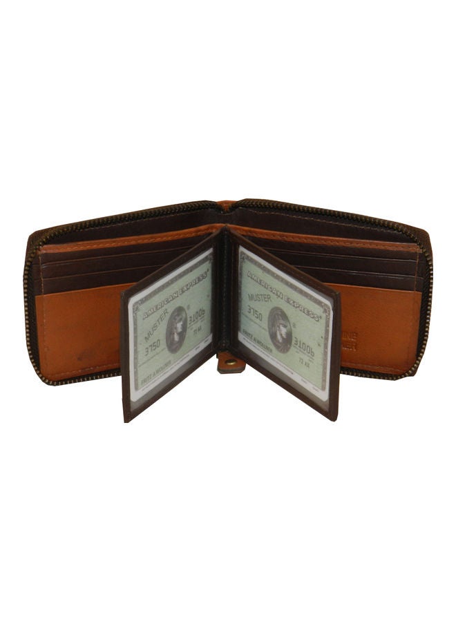 LAVERI LEATHER Genuine Leather Designer Wallet With Full Zipper Dark Brown - Image 4