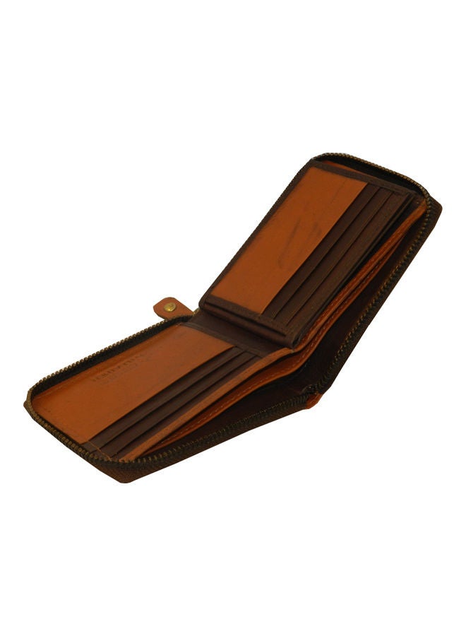 LAVERI LEATHER Genuine Leather Designer Wallet With Full Zipper Dark Brown - Image 5