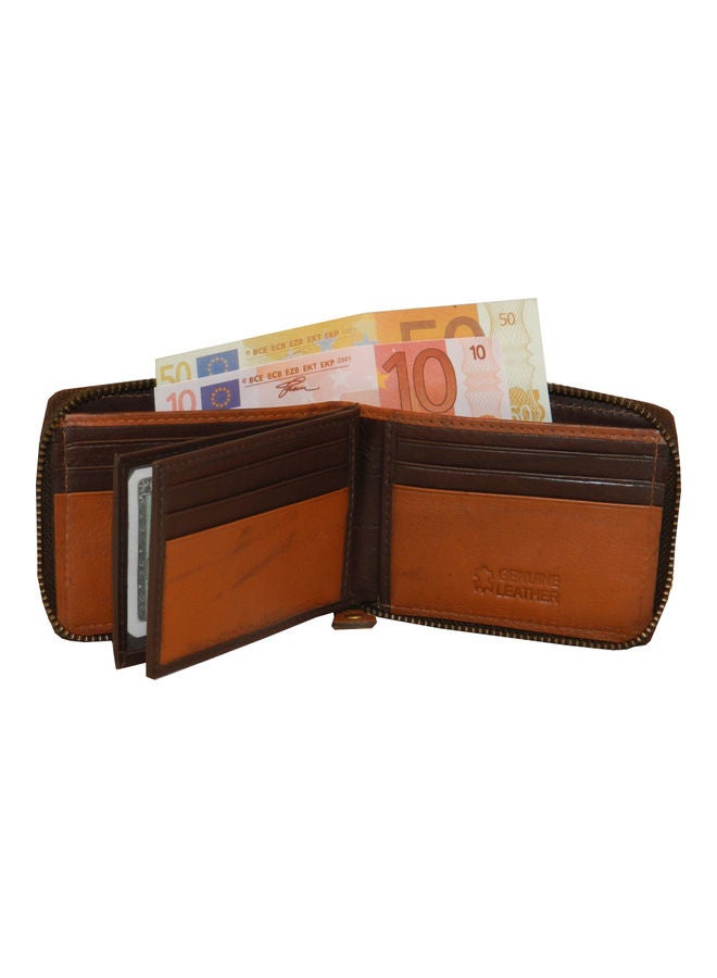 LAVERI LEATHER Genuine Leather Designer Wallet With Full Zipper Dark Brown - Image 3
