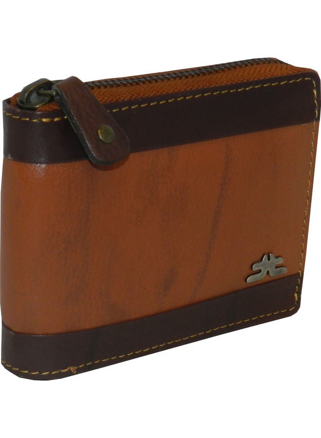LAVERI LEATHER Genuine Leather Designer Wallet With Full Zipper Rust - Image 1