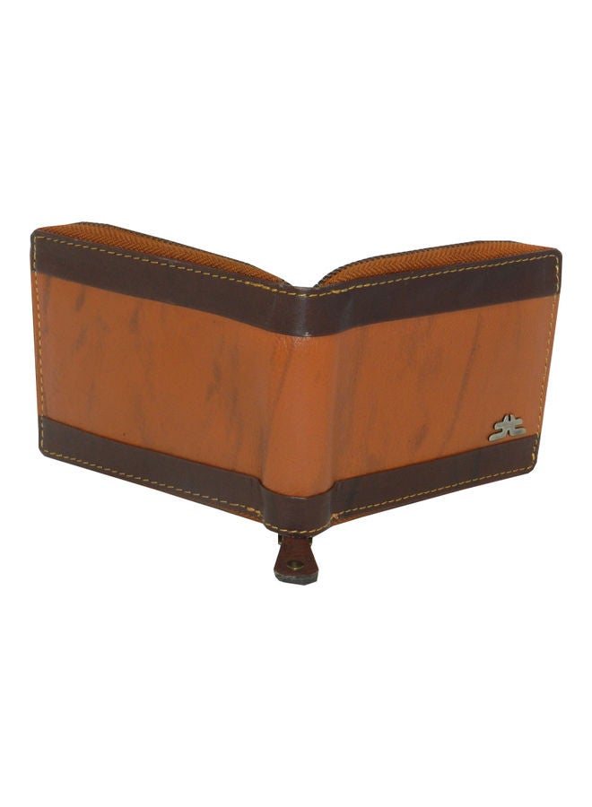 LAVERI LEATHER Genuine Leather Designer Wallet With Full Zipper Rust - Image 2