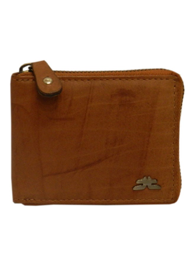 LAVERI LEATHER Genuine Leather Designer Wallet With Full Zipper Rust - Image 1