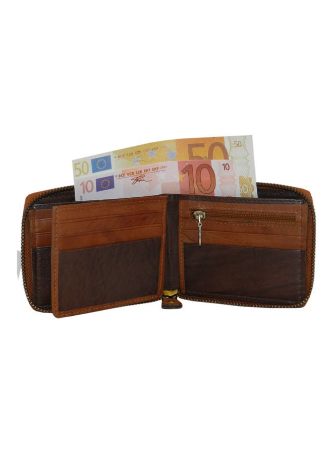 LAVERI LEATHER Genuine Leather Designer Wallet With Full Zipper Rust - Image 3