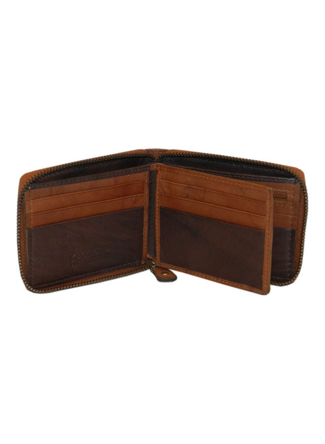 LAVERI LEATHER Genuine Leather Designer Wallet With Full Zipper Rust - Image 4