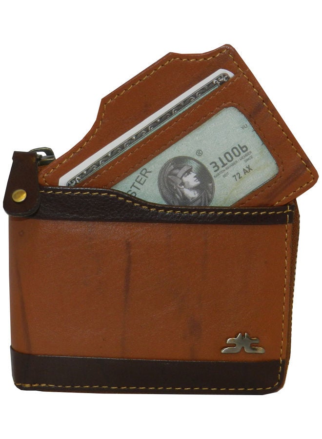 LAVERI LEATHER Genuine Leather Designer Wallet With Full Zipper Rust - Image 1
