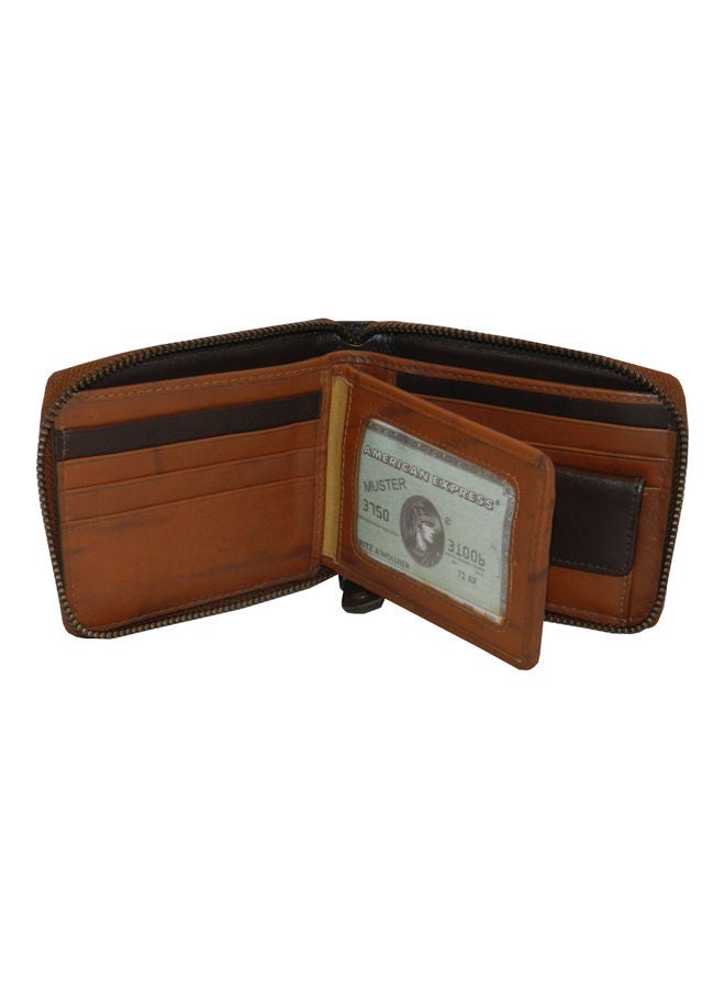 LAVERI LEATHER Genuine Leather Designer Wallet With Full Zipper Rust - Image 4