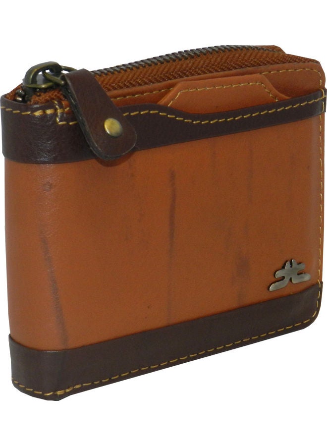 LAVERI LEATHER Genuine Leather Designer Wallet With Full Zipper Rust - Image 5