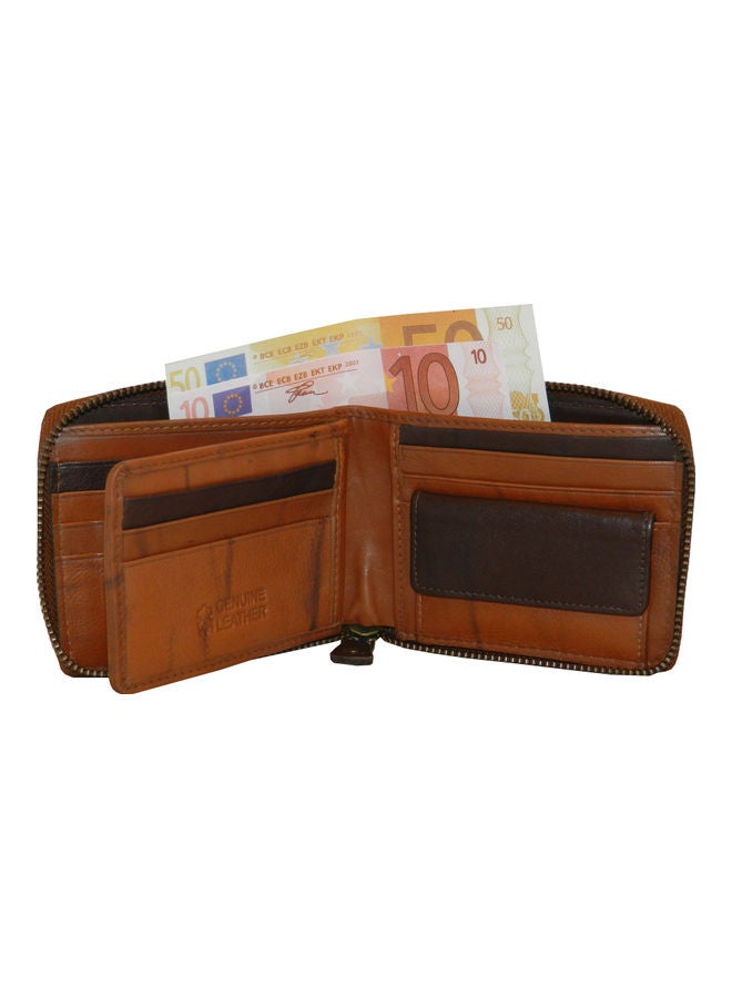 LAVERI LEATHER Genuine Leather Designer Wallet With Full Zipper Rust - Image 3