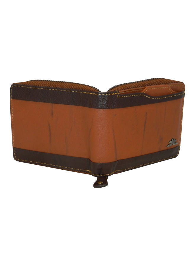 LAVERI LEATHER Genuine Leather Designer Wallet With Full Zipper Rust - Image 2