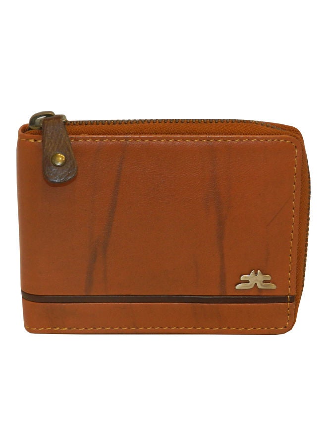 LAVERI LEATHER Genuine Leather Designer Wallet With Full Zipper Rust - Image 1