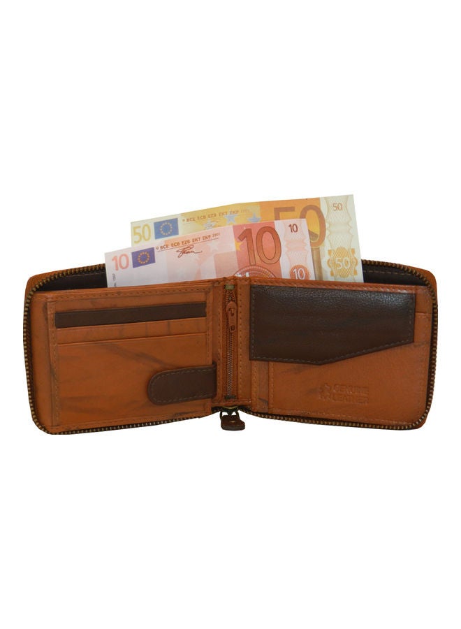 LAVERI LEATHER Genuine Leather Designer Wallet With Full Zipper Rust - Image 3