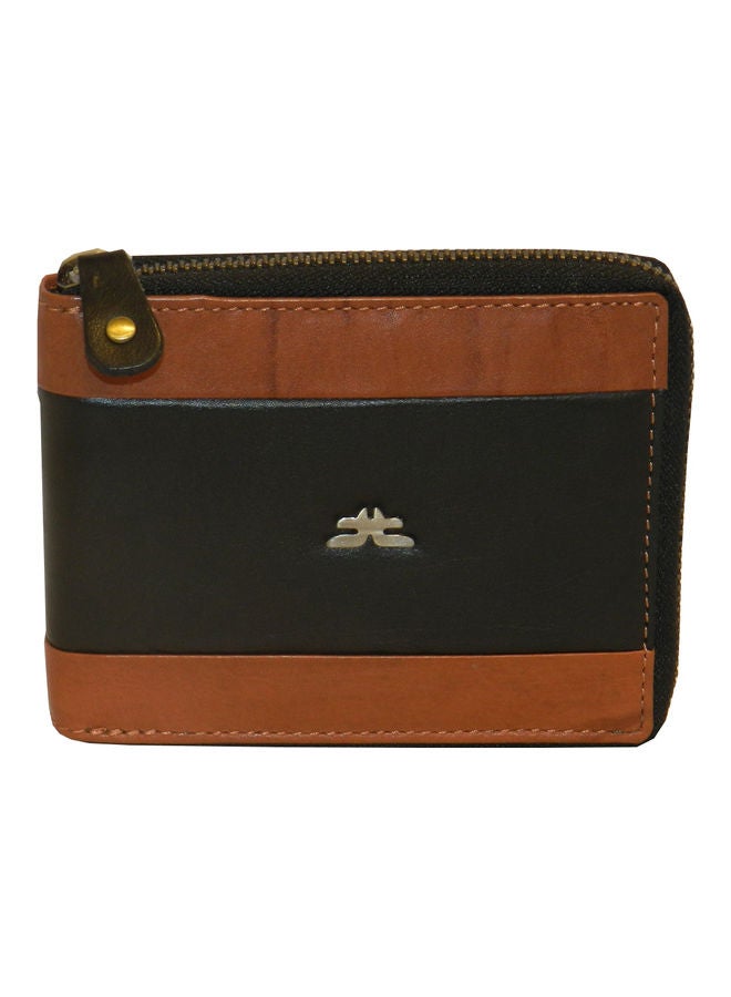 LAVERI LEATHER Genuine Leather Designer Wallet With Full Zipper Black - Image 1