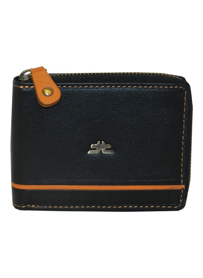 LAVERI LEATHER Genuine Leather Designer Wallet With Full Zipper Black - Image 1