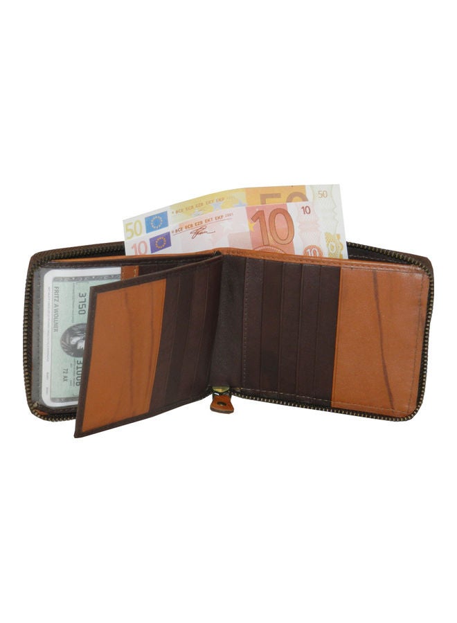 LAVERI LEATHER Genuine Leather Designer Wallet With Full Zipper Dark Brown - Image 3