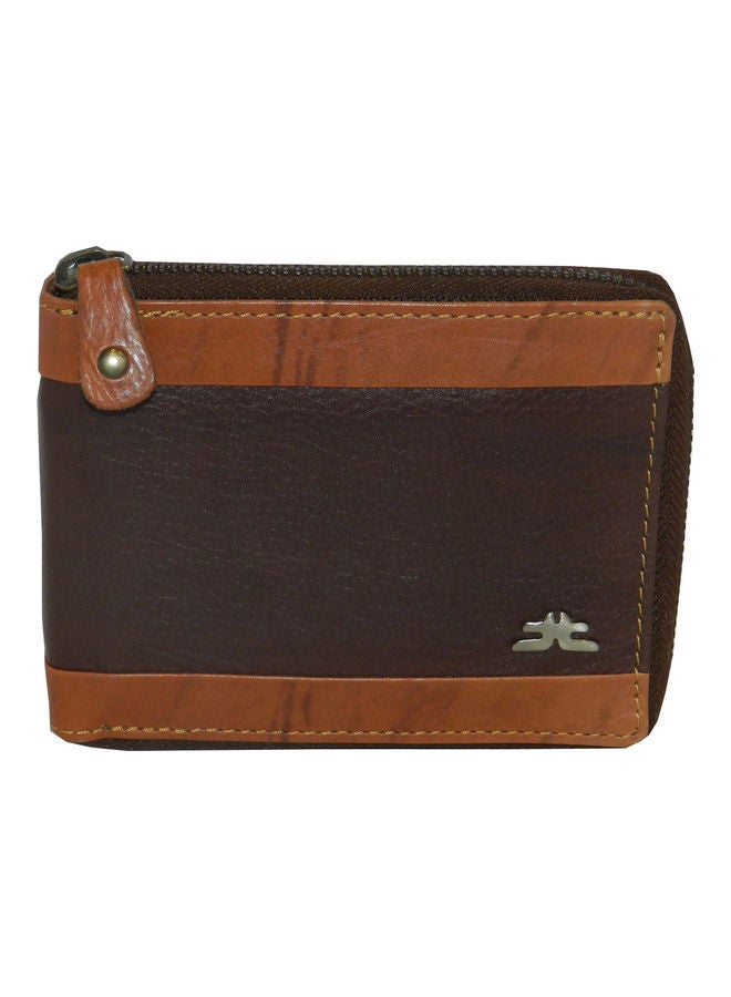 LAVERI LEATHER Genuine Leather Designer Wallet With Full Zipper Dark Brown - Image 1