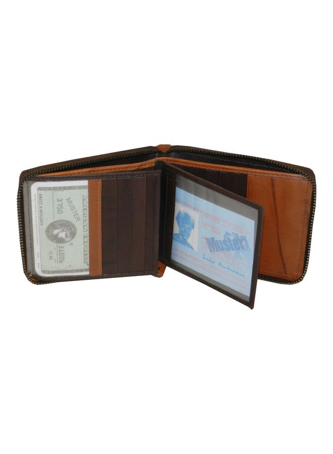 LAVERI LEATHER Genuine Leather Designer Wallet With Full Zipper Dark Brown - Image 4
