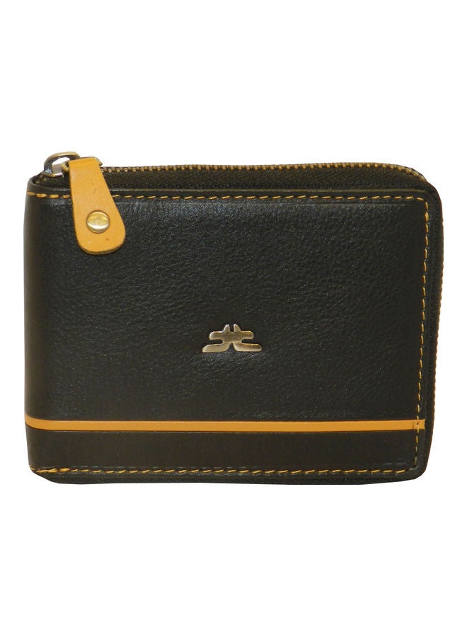 LAVERI LEATHER Genuine Leather Designer Wallet With Full Zipper Black - Image 1