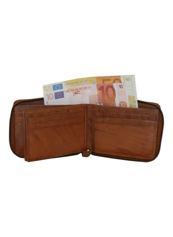 LAVERI LEATHER Genuine Leather Designer Wallet With Full Zipper Rust - Image 3