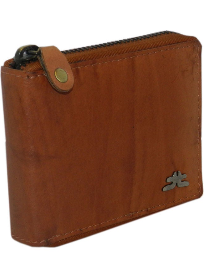 LAVERI LEATHER Genuine Leather Designer Wallet With Full Zipper Rust - Image 1